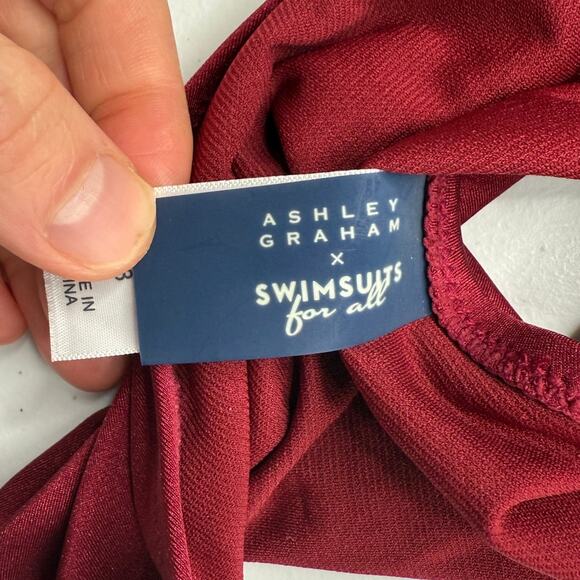 NWT Ashley Graham x Swimsuits for All One Piece Cut Out Open Back Pink Size 8 - Picture 8 of 13